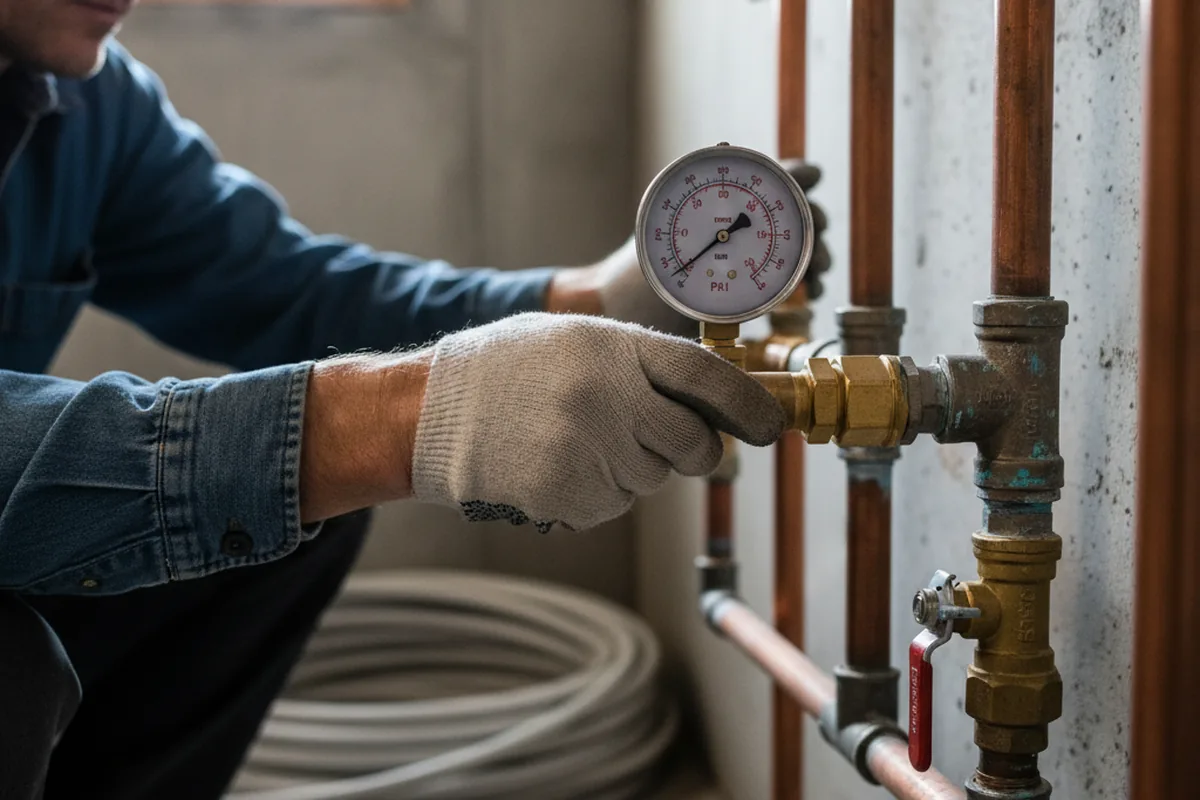 Pressure testing a repaired line during Water Line Repair in West Sand Lake