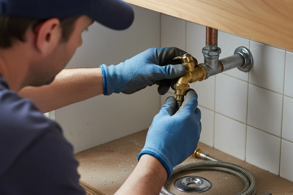 Shutoff valve and fitting work during Burst Pipe Repair in West Sand Lake